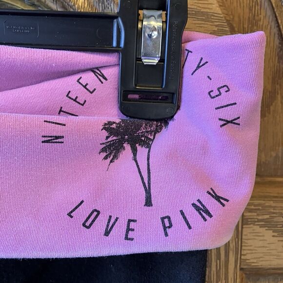 Victoria's Secret Fold Over Yoga Pants Love Pink 7/8 Leggings M Y2K Athleisure - Picture 2 of 4